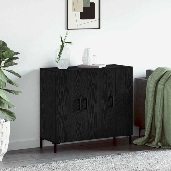 vidaXL Buffet Ch&ecirc;ne noir 90 x 34 x 80 cm Bois d'ing&eacute;nierie