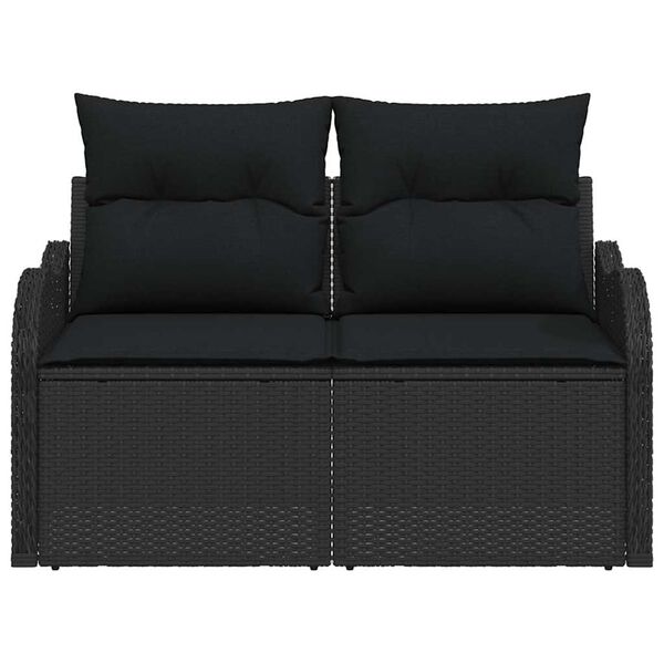 vidaXL Canap&eacute; de jardin avec coussin Noir 121 x 62 x 69cm polyrotin