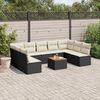 vidaXL Salon de jardin 10 pcs avec coussins noir r&eacute;sine tress&eacute;e
