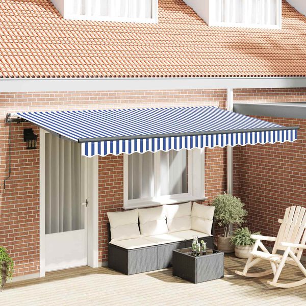 vidaXL Auvent R&eacute;tractable Bleu 400 x 200 cm tissu