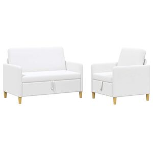 vidaXL Canap&eacute; avec rangement 2 pc Blanc Polyester