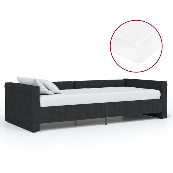 vidaXL Lit avec matelas et &eacute;clairage USB Noir Tissu 90x200 cm