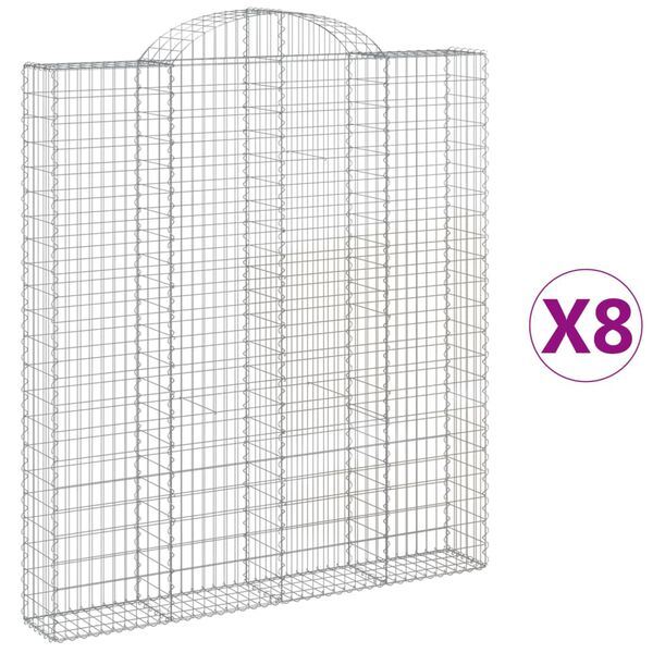 vidaXL Paniers &agrave; gabions arqu&eacute;s 8 pcs 200x30x220/240 cm fer galvanis&eacute;