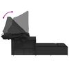 vidaXL Chaise longue double et auvent et coussins noir r&eacute;sine tress&eacute;e