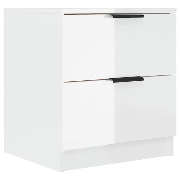 vidaXL Tables de chevet 2 pcs Blanc brillant Bois d'ing&eacute;nierie