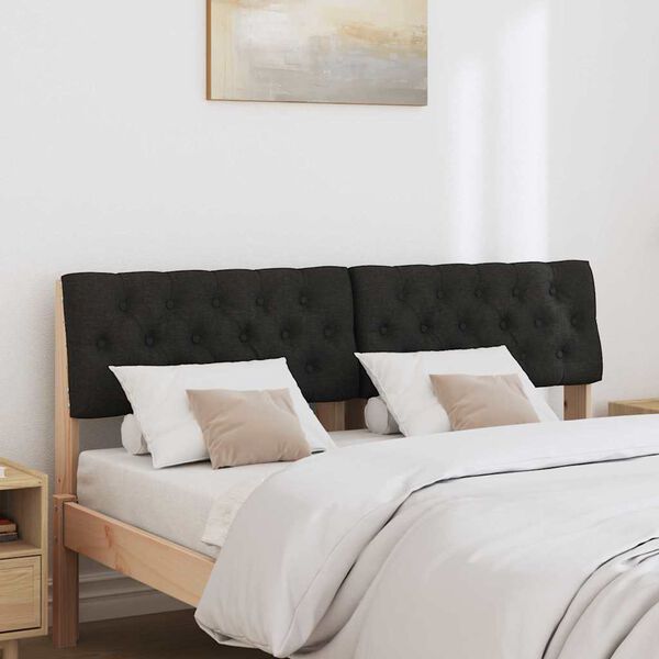 vidaXL T&ecirc;te de lit capitonn&eacute;e Noir 140 cm Pin massif