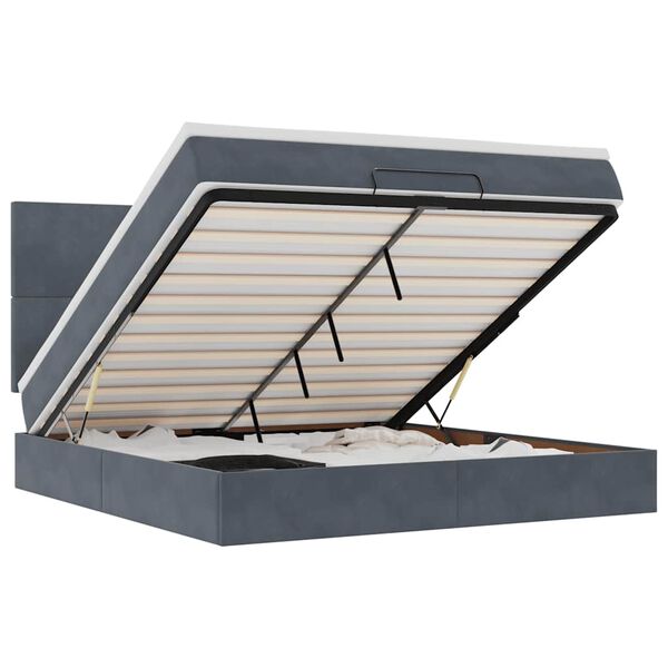 VidaXL Cadre de lit ottoman avec matelas gris fonc&eacute; 180x200cm velours