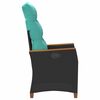 vidaXL Chaise de jardin inclinable Noir et turquoise polyrotin