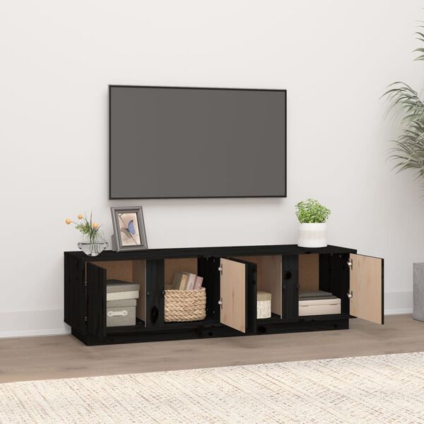 vidaXL Meuble TV Noir 140x40x40 cm Bois de pin massif