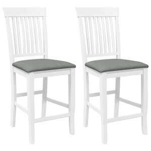 vidaXL Tabourets de bar avec coussins 2 pcs blanc bois massif d'h&eacute;v&eacute;a