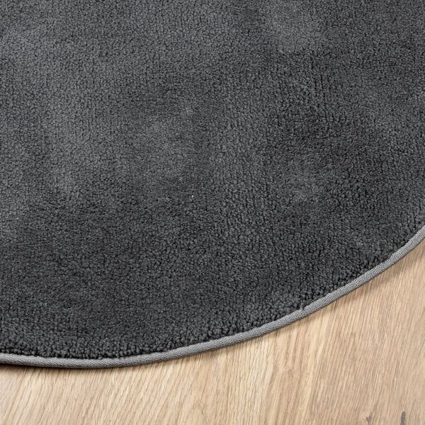 vidaXL Tapis OVIEDO &agrave; poils courts anthracite &Oslash; 240 cm