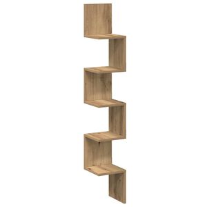vidaXL &Eacute;tag&egrave;re d'angle murale ch&ecirc;ne artisanal 20x20x127,5 cm