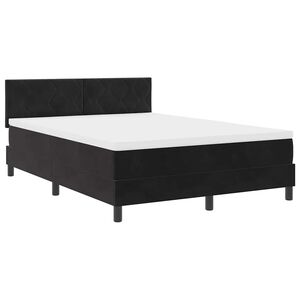 vidaXL Lit &agrave; ressort LED avec matelas Noir 140 x 200 cm Velours