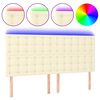 vidaXL T&ecirc;te de lit &agrave; LED Cr&egrave;me 200x5x118/128 cm Similicuir