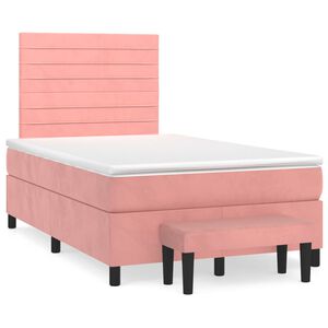 vidaXL Sommier &agrave; lattes de lit avec matelas Rose 120x200 cm Velours