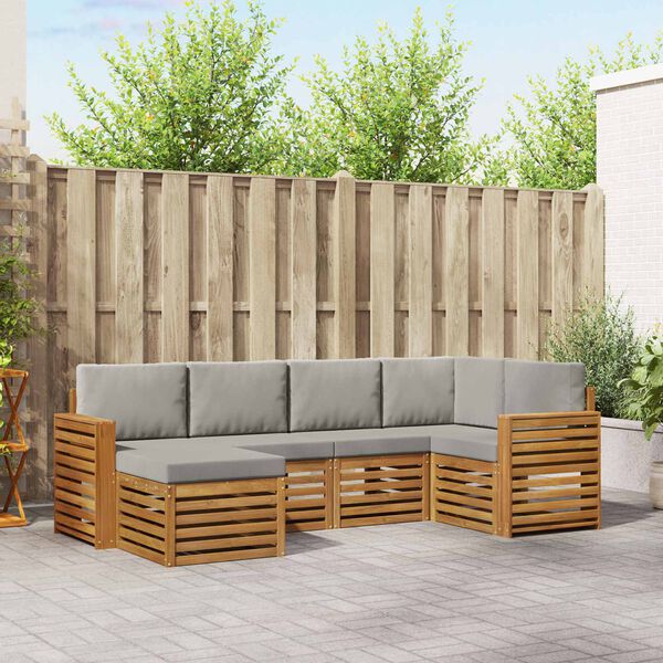 vidaXL Ensemble de canap&eacute; d'angle 6 pcs Gris Naturel et Clair