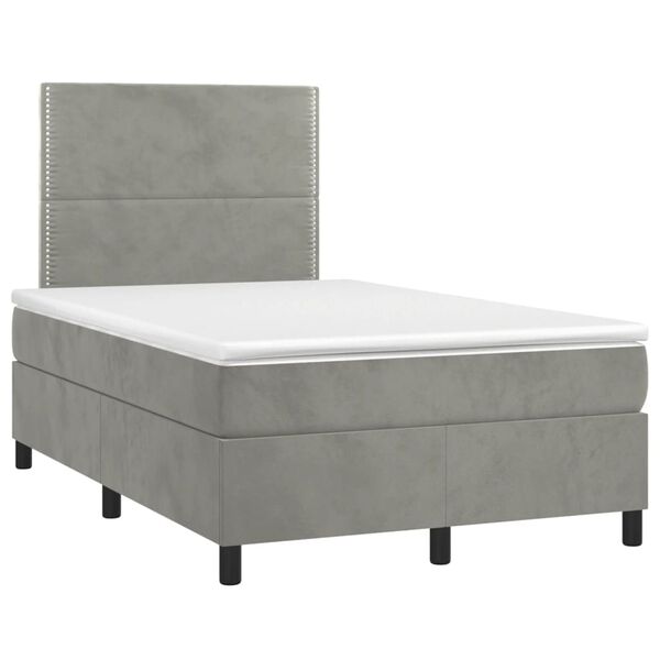 vidaXL Sommier &agrave; lattes de lit et matelas gris clair 120x190cm velours