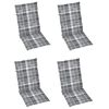 vidaXL Chaises de jardin lot de 4 coussins &agrave; carreaux gris Teck solide