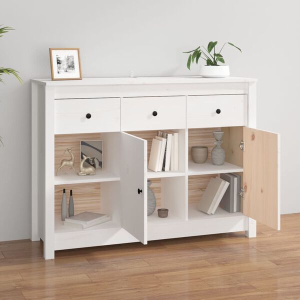 vidaXL Buffet Blanc 100x35x74 cm Bois massif de pin