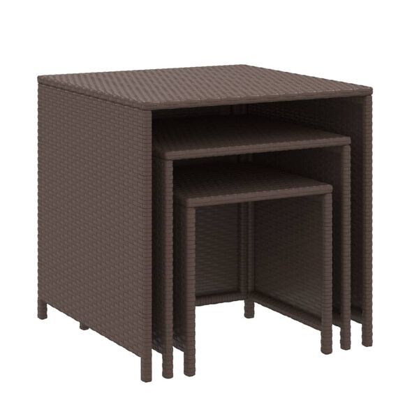 vidaXL Tables gigognes 3 pcs marron résine tressée