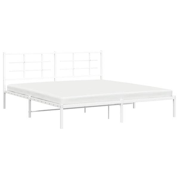 vidaXL Cadre de lit m&eacute;tal sans matelas et t&ecirc;te de lit blanc 180x200 cm