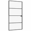 vidaXL Porte d'int&eacute;rieur Noir 102x201,5 cm Tremp&eacute; verre aluminium fin