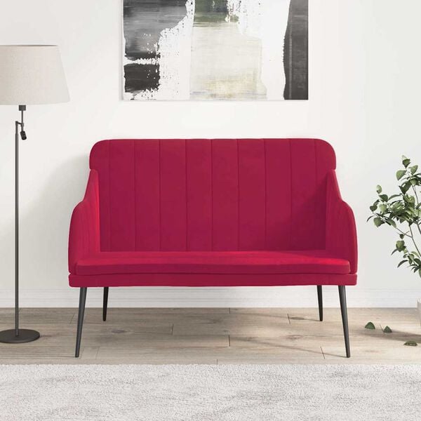 vidaXL Banc Rouge bordeaux 110x76x80 cm Velours