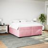 vidaXL Sommier &agrave; lattes de lit avec matelas Rose 200x200 cm Velours