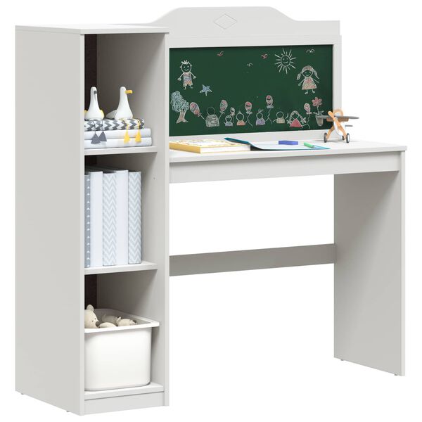 vidaXL Bureau avec rangement ouvert et tableau noir ROROS Blanc