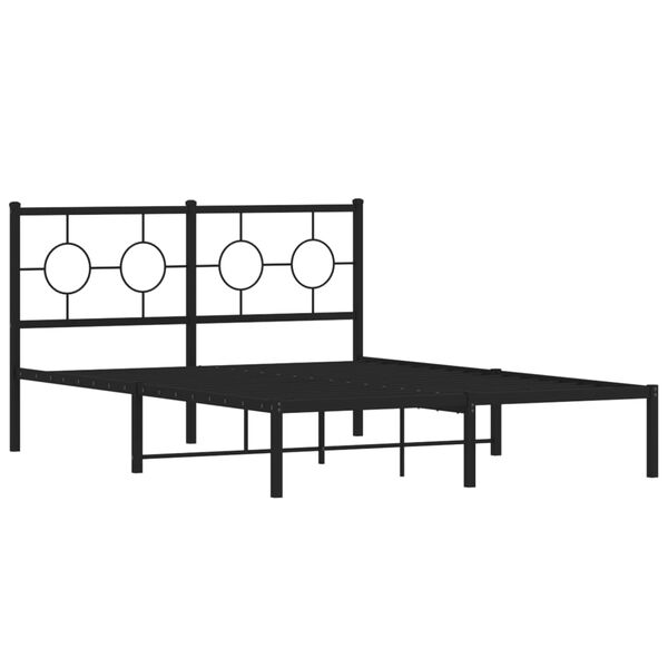 vidaXL Cadre de lit métal sans matelas avec tête de lit noir 135x190cm