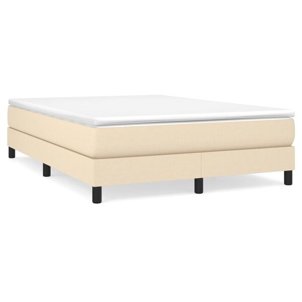 vidaXL Sommier &agrave; lattes de lit avec matelas Cr&egrave;me 140x200 cm Tissu