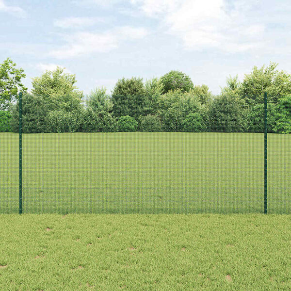 vidaXL Cl&ocirc;ture avec poteau Vert 1,2 x 25 m Acier et PVC