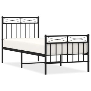 vidaXL Cadre de lit m&eacute;tal sans matelas avec pied de lit noir 80x200 cm