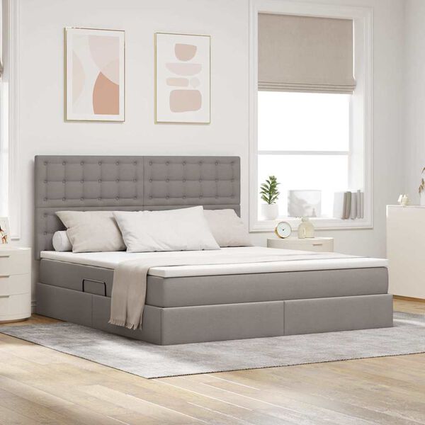 vidaXL Lit avec rangement et matelas Taupe 180 x 200 cm Polyester