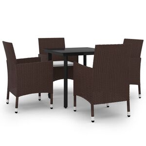 vidaXL Ensemble &agrave; manger de jardin coussins 5 pcs R&eacute;sine tress&eacute;e Verre
