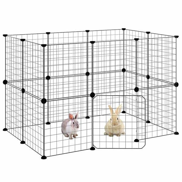 vidaXL Cage animaux de compagnie à 20 panneaux et porte Noir 35x35 cm