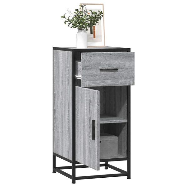 vidaXL Buffet sonoma gris 35,5x35x76 cm bois d'ing&eacute;nierie et m&eacute;tal