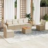 vidaXL Salon de jardin avec coussins 7 pcs beige r&eacute;sine tress&eacute;e