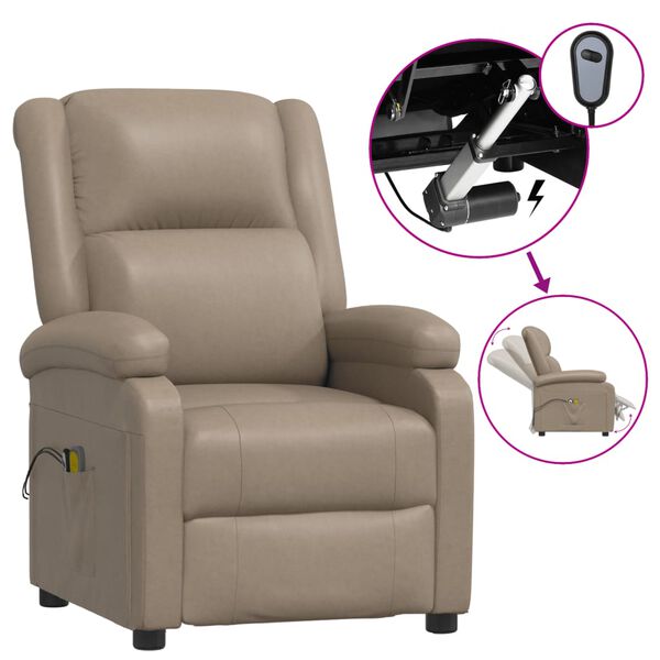 vidaXL Fauteuil de massage &eacute;lectrique Cappuccino Similicuir