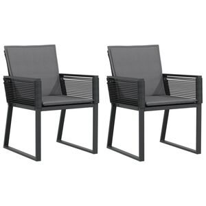 vidaXL Chaises de jardin avec coussins lot de 2 noir r&eacute;sine tress&eacute;e