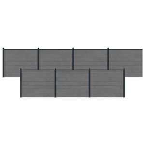 vidaXL Panneau de cl&ocirc;ture 7 pcs WPC et Aluminium Gris