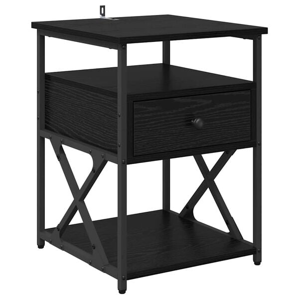 vidaXL Cabinet de chevet Ch&ecirc;ne noir 40 x 42 x 55 cm Bois d'ing&eacute;nierie
