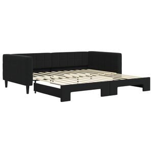 vidaXL Lit de jour avec gigogne sans matelas noir 100x200 cm