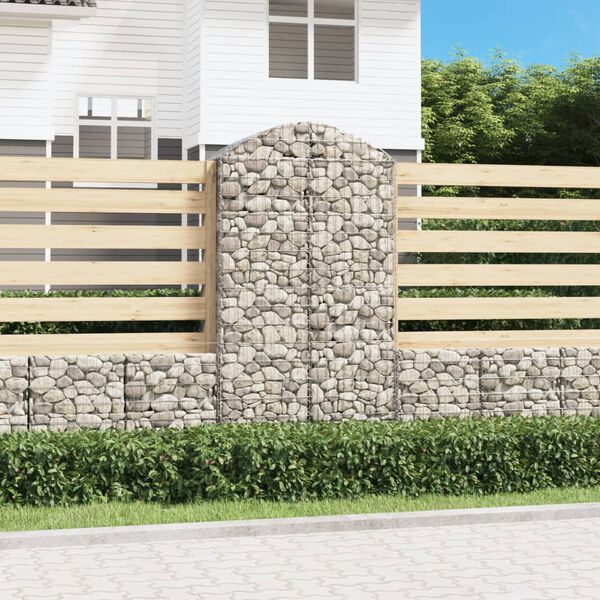 vidaXL Panier de gabions arqu&eacute; 100x50x180/200 cm Fer galvanis&eacute;