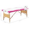vidaXL Table de massage pliable 3 zones Bois Blanc et rose