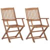 vidaXL Chaises pliables de jardin lot de 2 avec coussins Bois d'acacia