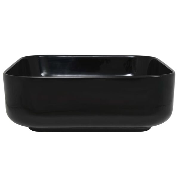 vidaXL Lavabo carré Céramique Noir 38 x 38 x 13,5 cm