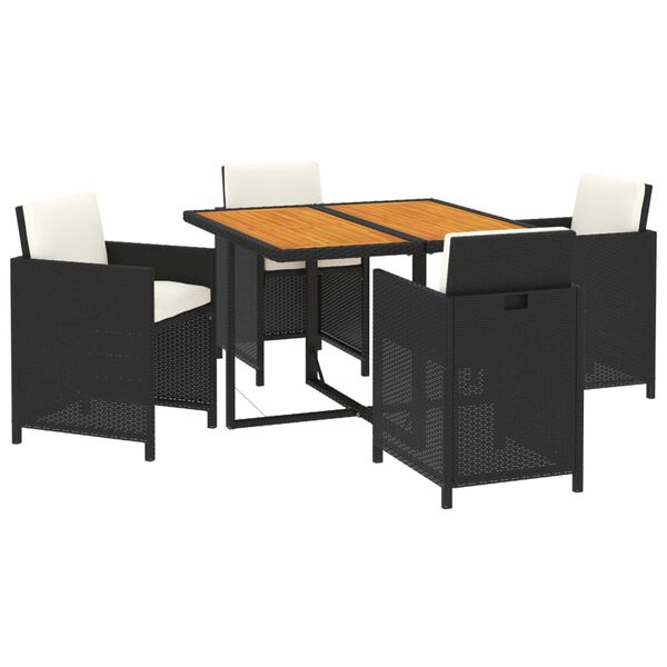 vidaXL Ensemble à dîner de jardin avec coussins 5 pcs poly rotin noir