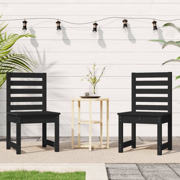 vidaXL Chaises de jardin lot de 2 noir 50x48x91,5 cm bois massif pin