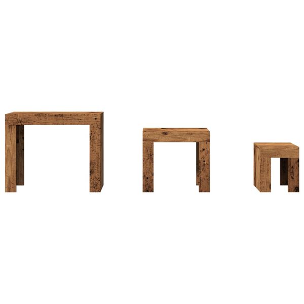 vidaXL Tables basses gigognes 3 pcs vieux bois bois d'ingénierie